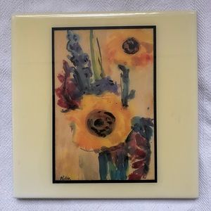 Emil Nolde flower painting on tile